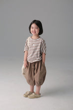 將圖片載入圖庫檢視器 BB2304PCW-春夏日系男女童條紋蝙蝠衫短袖親子T卹