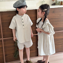 Load image into Gallery viewer, X86022TG-Summer short-sleeved cotton striped suit & dress
