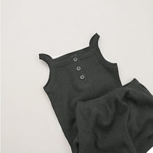 Load image into Gallery viewer, Y8119JG-Summer peekaboo same style waffle solid color camisole + shorts two-piece set