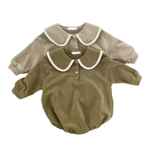 Load image into Gallery viewer, Y9415LS-Classic college style baby large lapel long-sleeved triangle bodysuit