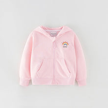 Load image into Gallery viewer, 9029SE-Autumn European and American children's rainbow hooded zipper top