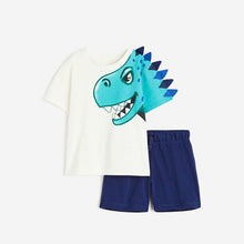 Load image into Gallery viewer, 9522TG-Summer European and American children's casual round neck short-sleeved top + elastic waist pants set