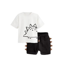 Load image into Gallery viewer, 9550TG-Summer European and American children's casual round neck fat stegosaurus short-sleeved top + elastic waist pants two-piece set