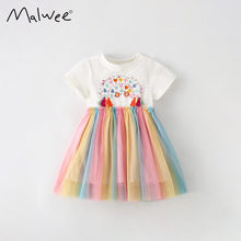 Load image into Gallery viewer, 9323DS-Summer European and American children's round neck short-sleeved colorful gauze dress