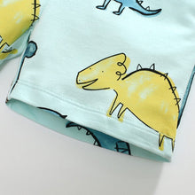 Load image into Gallery viewer, 22071TG-Little maven European and American autumn boys' cotton long-sleeved dinosaur top + shorts set
