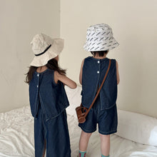 Load image into Gallery viewer, X85227TG-Casual children's summer denim sister and brother suit