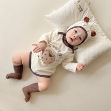 Load image into Gallery viewer, 71721LS-Autumn Korean version of the fun biscuit print bodysuit + hat