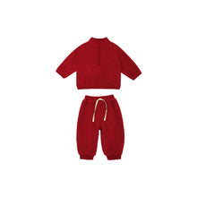 Load image into Gallery viewer, D23383TG-Baby suit winter fleece solid color top + trousers two-piece set