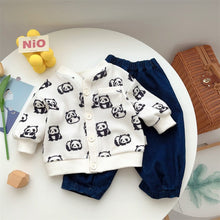 Load image into Gallery viewer, 2303337TG- Korean cartoon cardigan jeans two-piece set