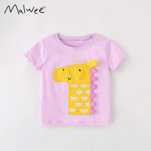 Load image into Gallery viewer, 8105SE-malwee summer European and American children's three-dimensional giraffe round neck casual short-sleeved top