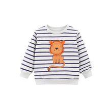Load image into Gallery viewer, HC1108SE-Little maven children's long-sleeved striped round neck plus velvet sweatshirt