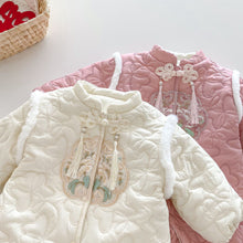Load image into Gallery viewer, AL736LS-Winter baby retro quilted embroidery thickened New Year's greetings crawling clothes
