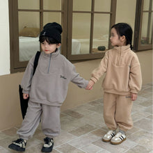 Load image into Gallery viewer, D83501TG- Korean autumn and winter plus velvet children's sports suit