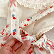 Load image into Gallery viewer, k2697LS-Cute bunny ears suspenders baby girl bodysuit