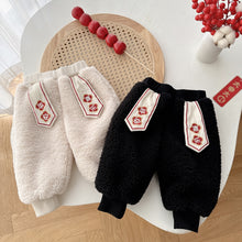 Load image into Gallery viewer, AK495PA-Winter children's velvet embroidered New Year's greeting pants
