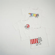 將圖片載入圖庫檢視器 24020PCW-夏季韓版純棉半袖貓印花親子上衣