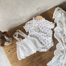 Load image into Gallery viewer, Y9430LS- Summer floral collar bodysuit + lace suspender skirt top