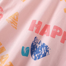 Load image into Gallery viewer, 9514TG-Summer children's casual short-sleeved elastic waist HAPPY top + shorts set