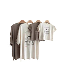 Load image into Gallery viewer, 24134PCW-Summer Korean-style mid-length short-sleeved parent-child top