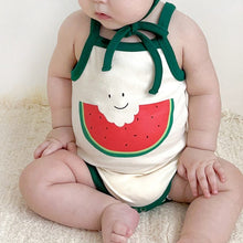 Load image into Gallery viewer, 081501LS-Korean summer watermelon print style bodysuit + hat