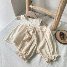 Load image into Gallery viewer, Y8407TG-Summer sleeveless breathable cotton skirt top + jacquard bloomers suit