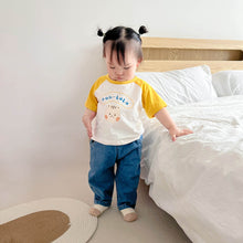 Load image into Gallery viewer, 53112SE-Small and medium-sized children's color-blocked animal print short-sleeved top