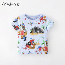 Load image into Gallery viewer, 92106SE-Summer round neck European and American children's pirate casual print short-sleeved top