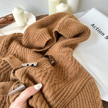 Load image into Gallery viewer, 77C85SE-Autumn solid color knitted open-front hooded sweater jacket