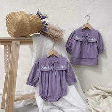 Load image into Gallery viewer, Y8369LS-Autumn Embroidered Shawl + Lantern Long Sleeve Bodysuit Two-piece Set