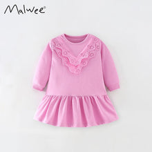 Load image into Gallery viewer, 8912DS-Autumn European and American children's V-neck plain dress