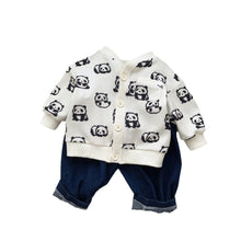 Load image into Gallery viewer, 2303337TG- Korean cartoon cardigan jeans two-piece set
