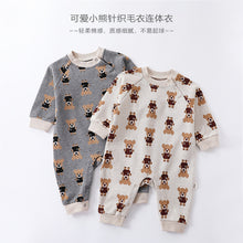 Load image into Gallery viewer, <Taiwan Pavilion> D23260LS-Autumn jacquard cute bear knitted crawling clothes