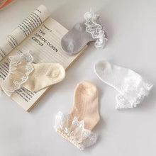 將圖片載入圖庫檢視器 W016AC-夏季透氣薄款花邊網眼中筒棉襪