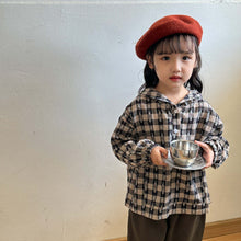 Load image into Gallery viewer, Q83025SE-Spring and Autumn Plaid Hooded Pullover Bunny Long Sleeve Top