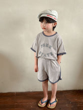 Load image into Gallery viewer, X85097TG-Summer Piping Round Neck Letter Top + Shorts Two-piece Set