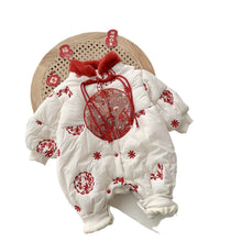 Load image into Gallery viewer, AL744LS-Winter baby padded thickened embroidered jumpsuit for New Year's greetings