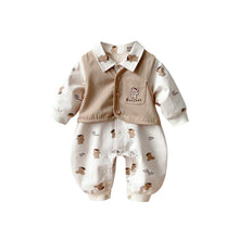 Load image into Gallery viewer, 2303242LS-Fake two-piece cartoon long-sleeved bear outdoor clothing