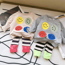 Load image into Gallery viewer, T40TG-Cotton Thin Round Neck Smiley Face Two-Piece Suit