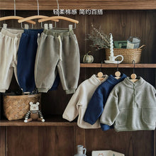 Load image into Gallery viewer, D23383TG-Baby suit winter fleece solid color top + trousers two-piece set