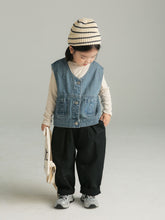 將圖片載入圖庫檢視器 BB2338PCW-秋冬韓系純色牛仔親子馬甲背心