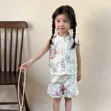 將圖片載入圖庫檢視器 Y7233TG-夏裝復古中國風花朵無袖盤扣上衣+短褲兩件套