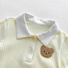 Load image into Gallery viewer, 103940LS- Summer Bear Lapel Striped Cotton Pullover