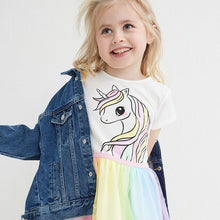 Load image into Gallery viewer, S1541DS-Little maven summer European and American mesh unicorn girl dress