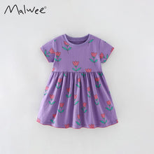 Load image into Gallery viewer, 9302DS-Summer European and American children's casual round neck short-sleeved floral dress
