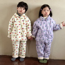 Load image into Gallery viewer, D83563PCW-Winter plus velvet three-layer padded parent-child home clothes set