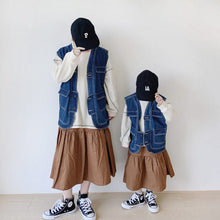 Load image into Gallery viewer, 22059SE-Japanese parent-child mid-length denim vest top
