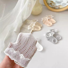 將圖片載入圖庫檢視器 W016AC-夏季透氣薄款花邊網眼中筒棉襪