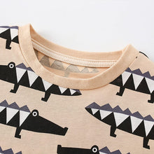 Load image into Gallery viewer, 9564TG-Summer European and American children's crocodile casual print round neck top + elastic waist shorts two-piece set