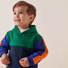 Load image into Gallery viewer, HC1101TG-Autumn and winter color matching long-sleeved plus velvet hooded top + trousers two-piece set