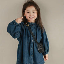Load image into Gallery viewer, <Taiwan Pavilion> SK23152DS- Spring and Autumn Stand-up Collar Single-breasted Washed Denim Dress